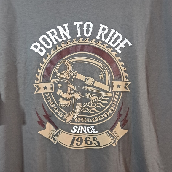 Gilden Ultra Cotton "Born To Ride" Mens T-Shirt Size 2XL Gray Short - Picture 3 of 7